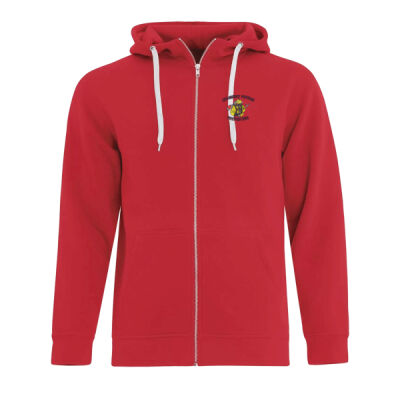 Unisex Red Heavyweight Full Zip Hooded Sweatshirt - Embroidered logo left chest 2 Thumbnail